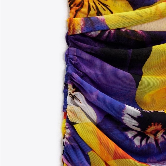 ZARA OPEN BACK PRINTED TULLE DRES - Picture 11 of 11